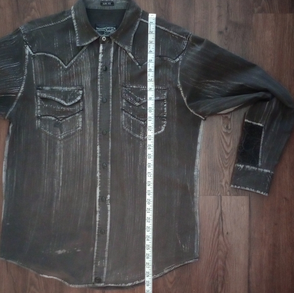 Moonshine Spirit Mens Western Long Sleeve Slim Fit Pearl Snap Shirt, Medium - Picture 10 of 13